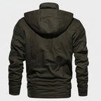 Green hooded jacket on a white background