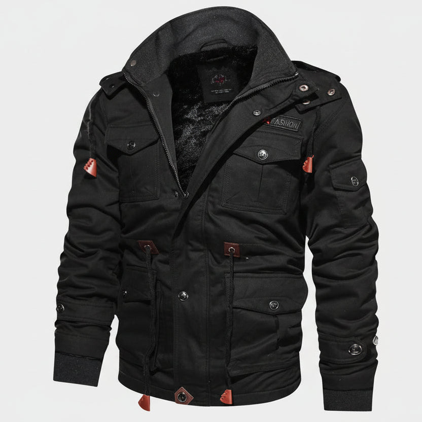 Warm thick men’s winter coat with detachable hood