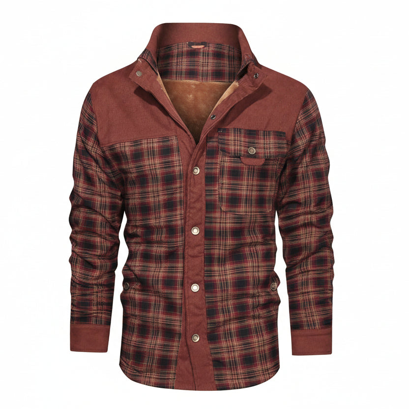 Casual button-up wool coat for men