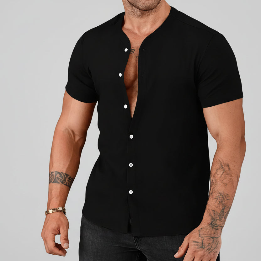 Black daily wear polyester men shirt