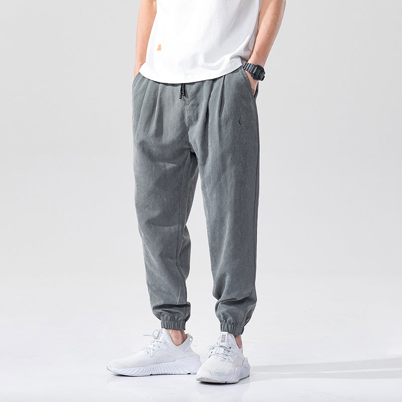 Dark gray summer casual trousers men