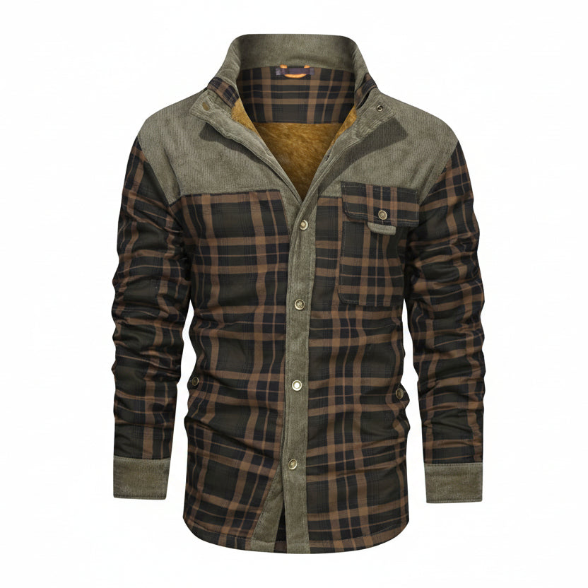 Casual button-up wool coat for men