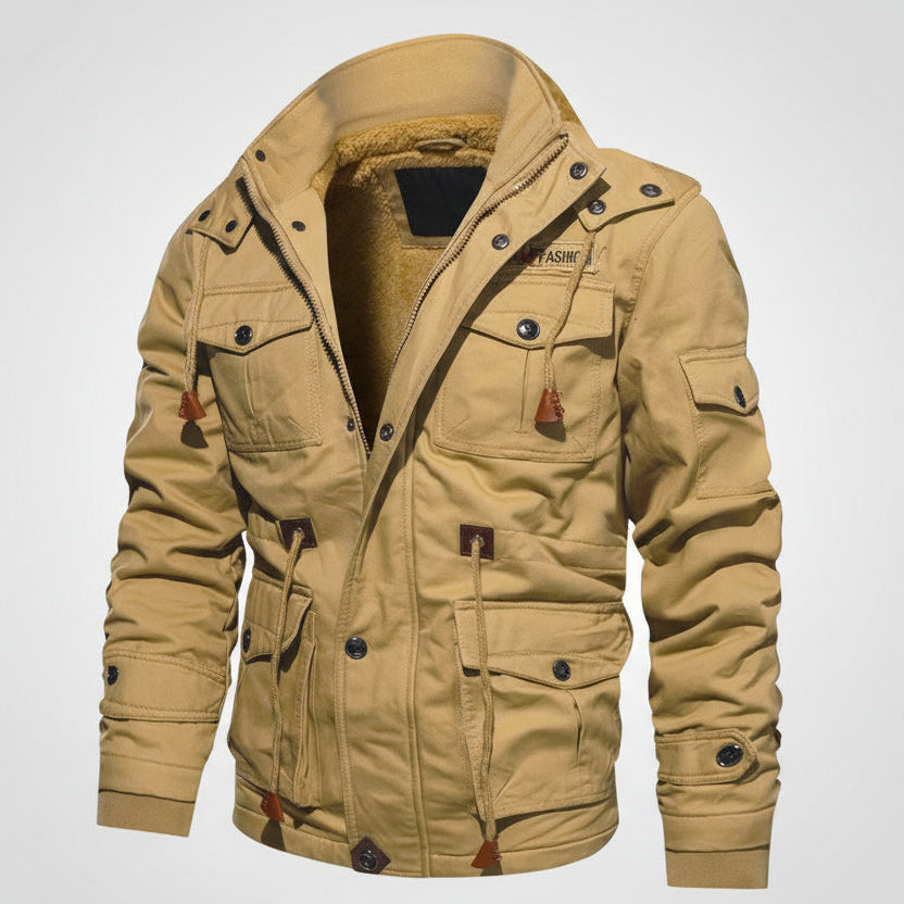 Warm thick men’s winter coat with detachable hood