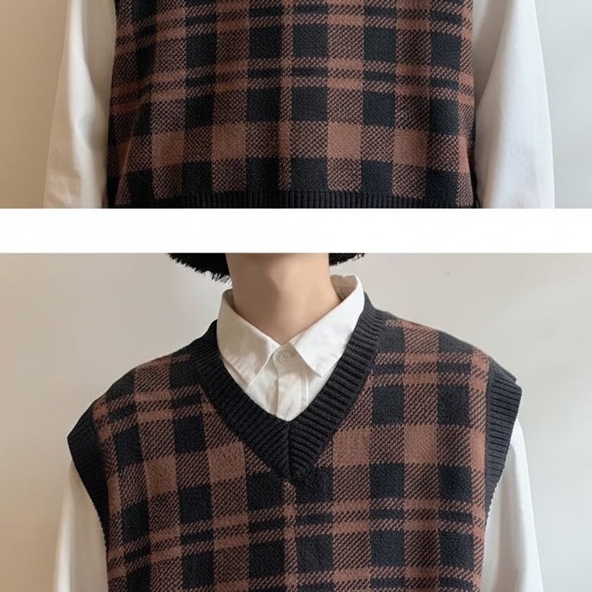 Side view of Men's Youth Popular Knitwear Vest, sleeveless pullover