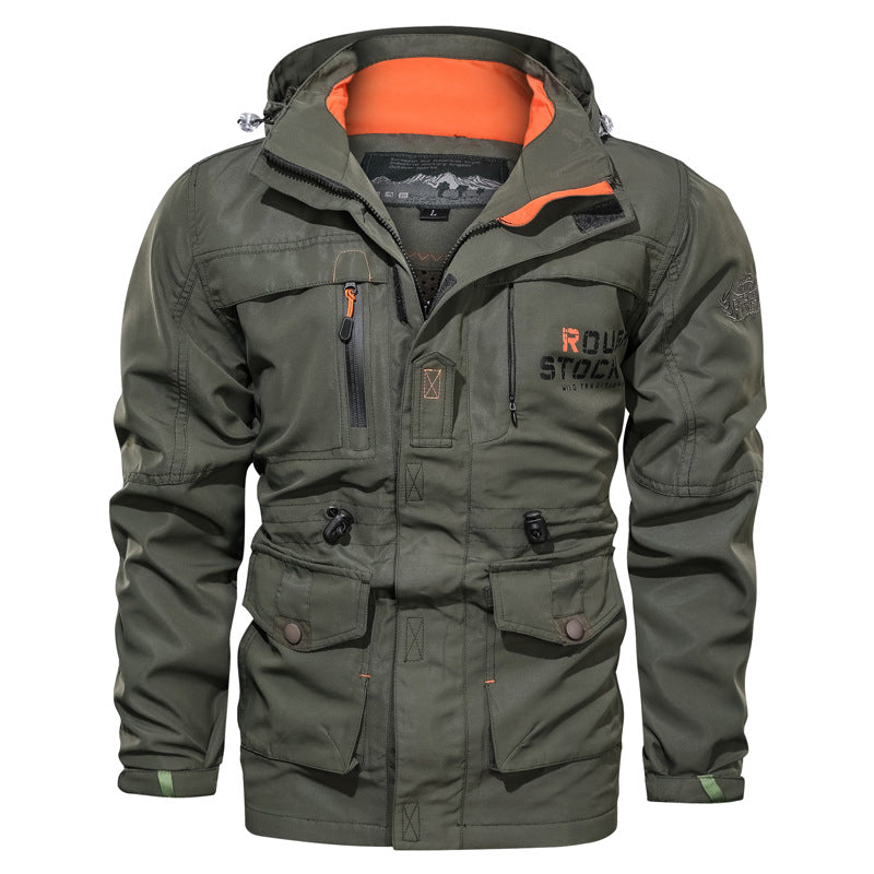 Lightweight zip-up hooded jacket men