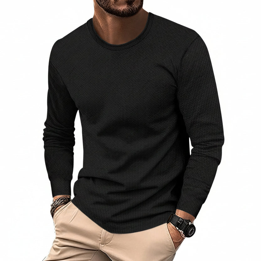 Round neck waffle casual shirt for men