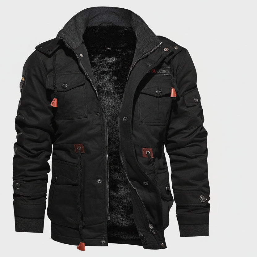 Multi-pocket zip-up winter jacket for men