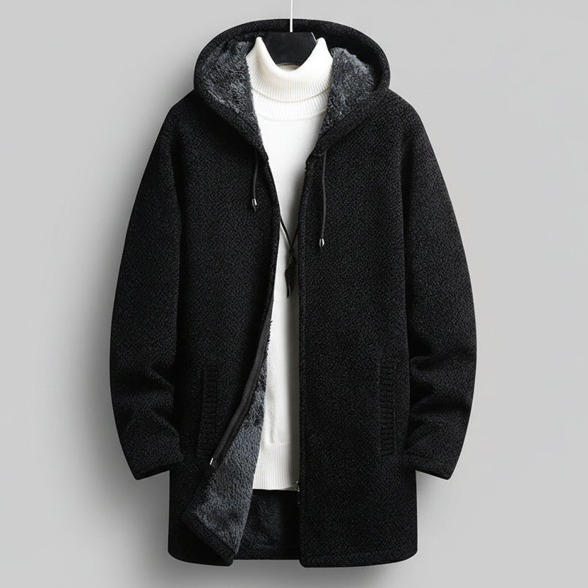 Zip-up hooded cardigan men fall winter
