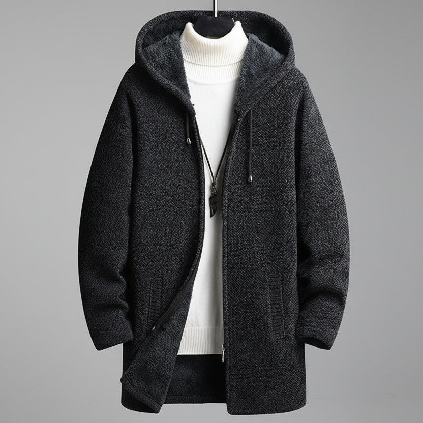 Zip-up hooded cardigan men fall winter

